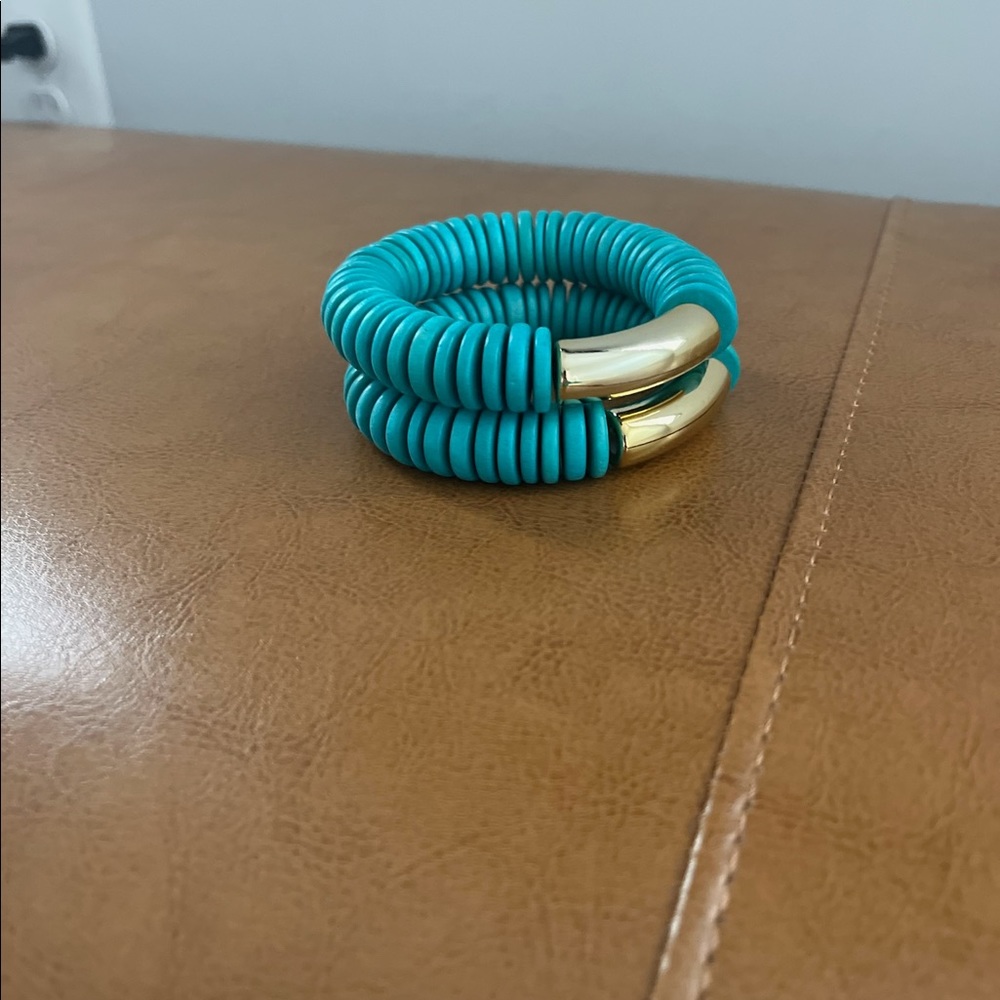 Turquoise Stretch and gold bracelets